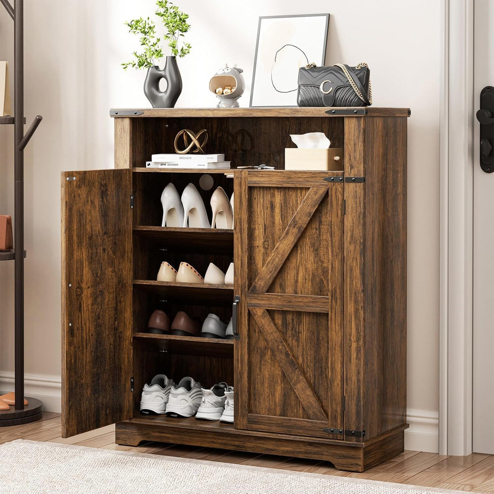 Shoe Cabinet with 2 Doors Farmhouse Style Storage