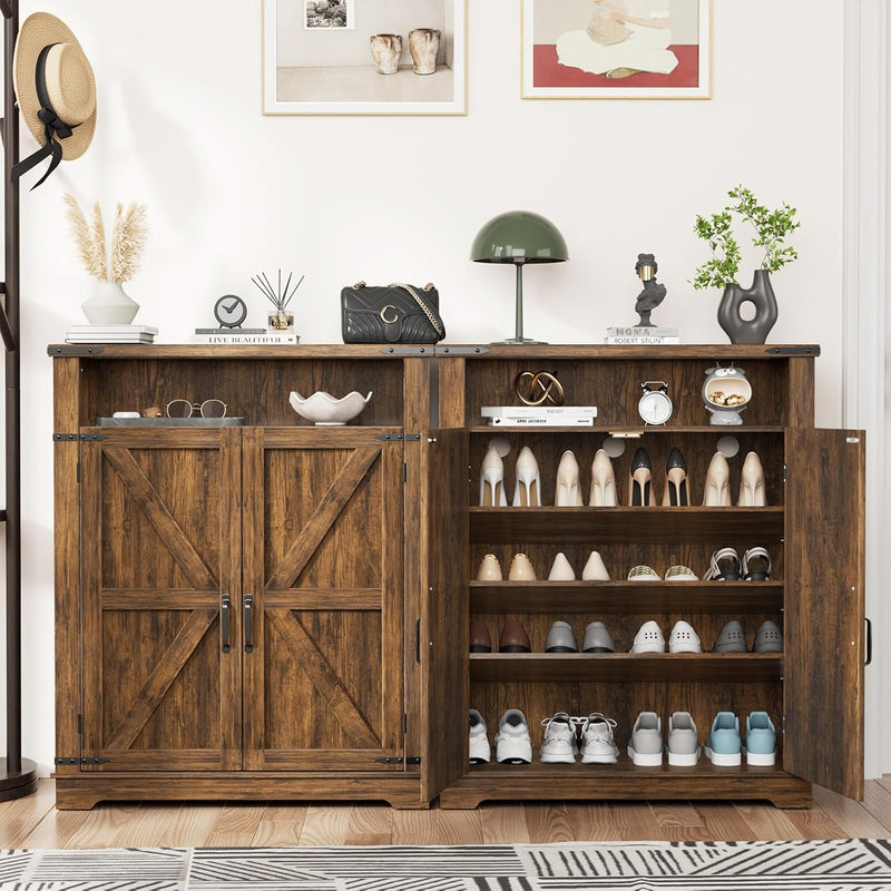 Shoe Cabinet with 2 Doors Farmhouse Style Storage