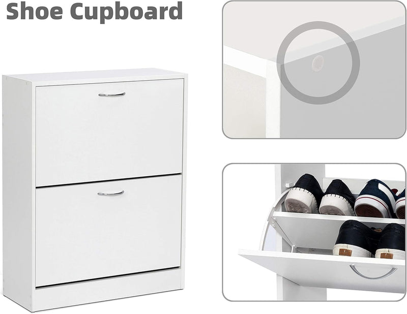 Shoe Cabinet with 2 Drawers 2 Tier Storage