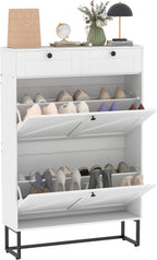 Shoe Cabinet with 2 Flip Drawers Storage Wooden