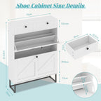Shoe Cabinet with 2 Flip Drawers Storage Wooden