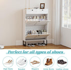 Shoe Cabinet with 2 Flip Drawers Storage Wooden