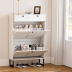 Shoe Cabinet with 2 Flip Drawers Storage Wooden