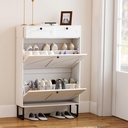 Shoe Cabinet with 2 Flip Drawers Storage 2