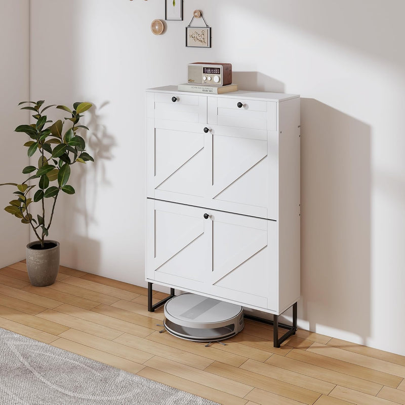 Shoe Cabinet with 2 Flip Drawers Storage