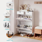 Shoe Cabinet with 2 Flip Drawers Storage Wooden