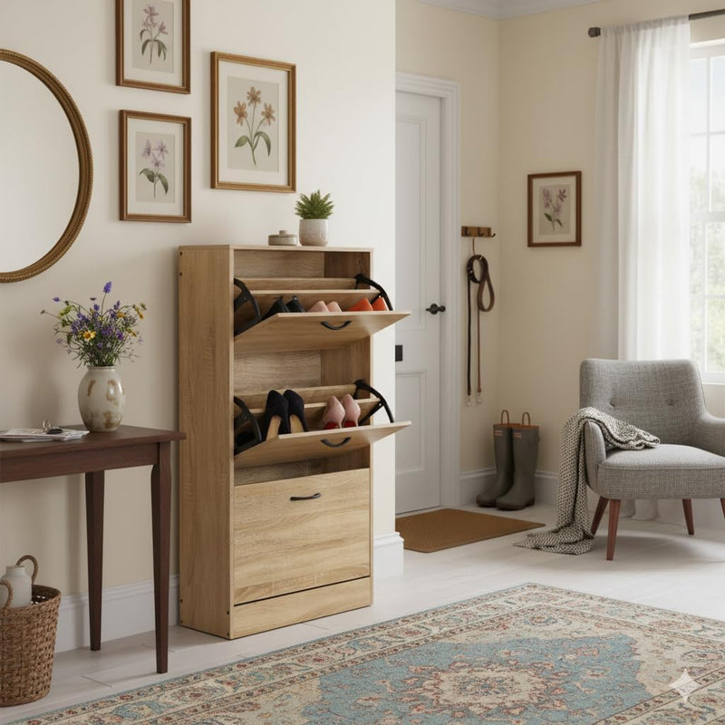 Shoe Cabinet with 3 Drawers Pull Down MDF