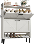 Shoe Cabinet with Two Flip Drawers 3-Tier Storage