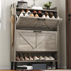 Shoe Cabinet with Two Flip Drawers 3-Tier Storage