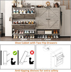 Shoe Cabinet with Two Flip Drawers 3-Tier Storage