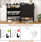 Shoe Cabinet with Two Flip Drawers 3-Tier Storage