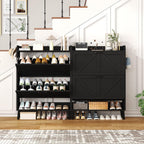 Shoe Cabinet with Two Flip Drawers 3-Tier Storage