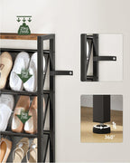 Shoe Rack 5-Tier Organiser Narrow Storage with Slanted