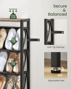 Shoe Rack 5-Tier Organiser Narrow Storage with Slanted