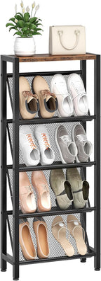 Shoe Rack 5-Tier Organiser Narrow Storage with Slanted