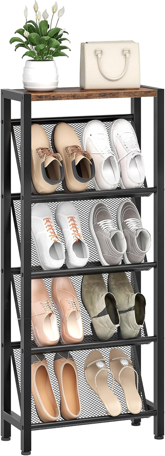 Shoe Rack 5-Tier Organiser Narrow Storage with Slanted