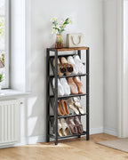 Shoe Rack 5-Tier Organiser Narrow Storage with Slanted
