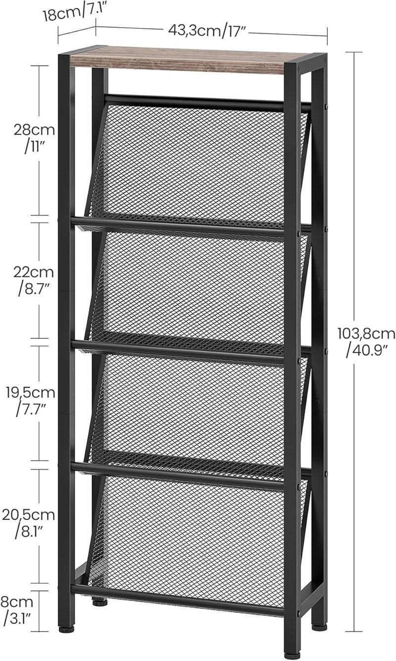 Shoe Rack 5-Tier Organiser Narrow Storage with Slanted