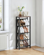 Shoe Rack 5-Tier Organiser Narrow Storage with Slanted