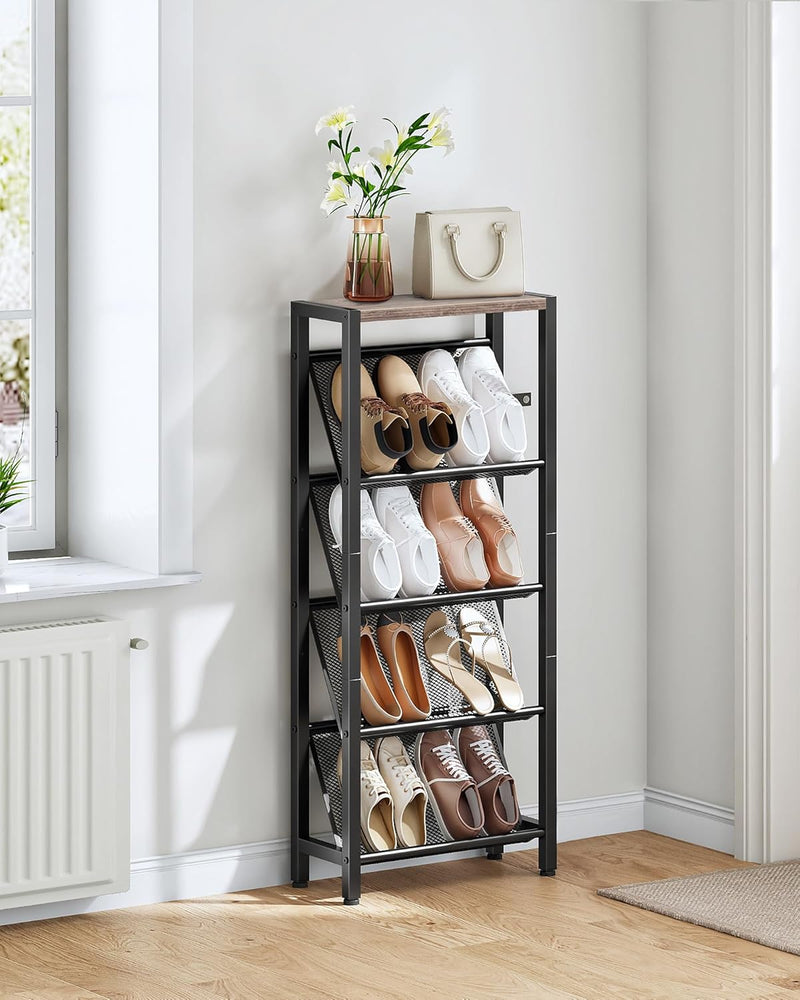 Shoe Rack 5-Tier Organiser Narrow Storage with Slanted