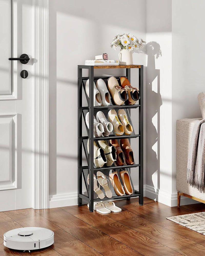 Shoe Rack 5-Tier Organiser Narrow Storage with Slanted