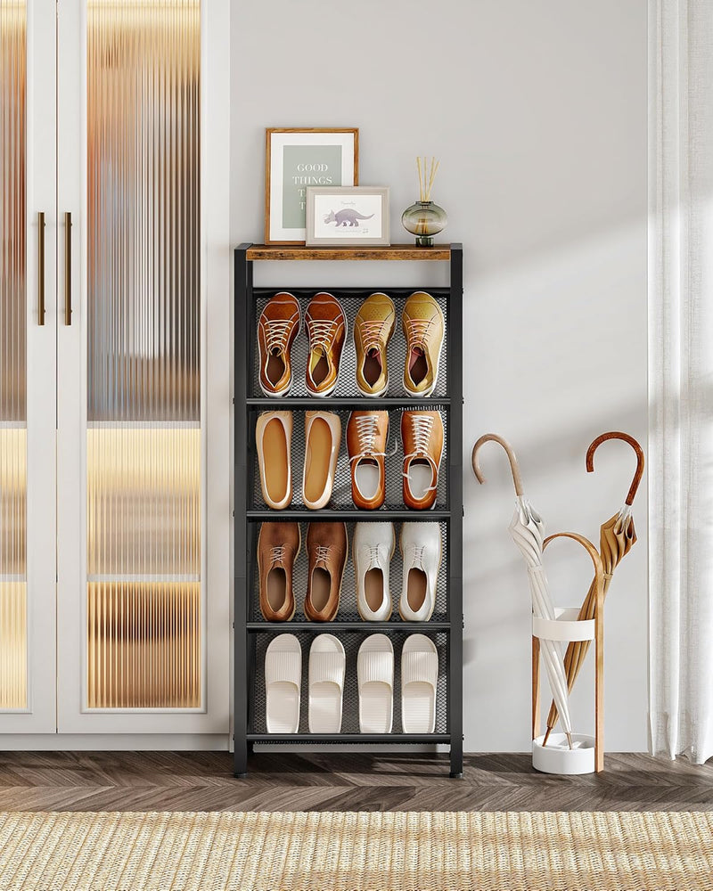 Shoe Rack 5-Tier Organiser Narrow Storage with Slanted
