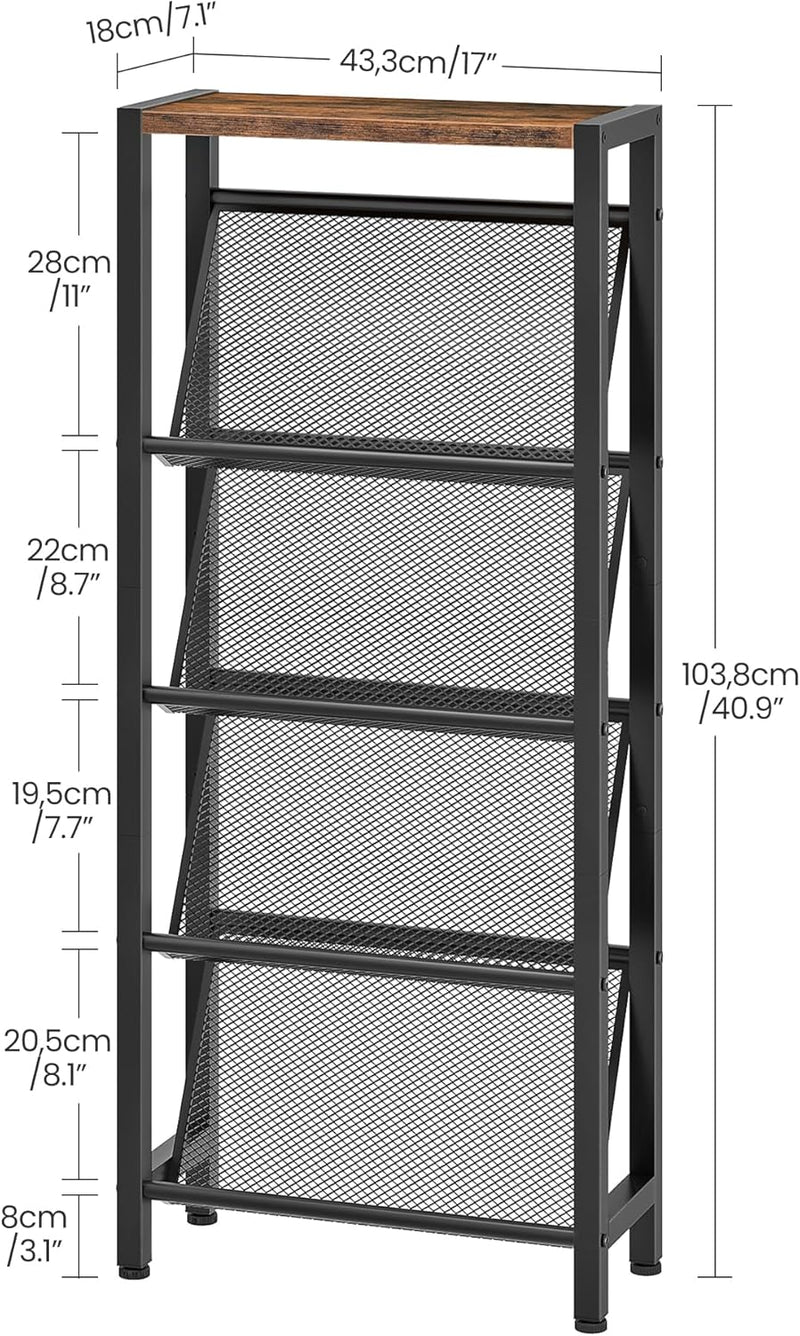 Shoe Rack 5-Tier Organiser Narrow Storage with Slanted