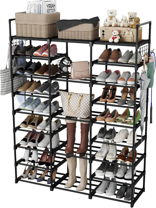 Shoe Rack 9 Tier 3 Row Metal Shoes