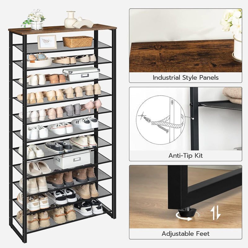 Shoe Rack Large Capacity 12-Tier Storage Organiser Tall Shelf
