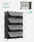 Shoe Rack Plastic Storage Cabinet 8-Slot Modular Organiser