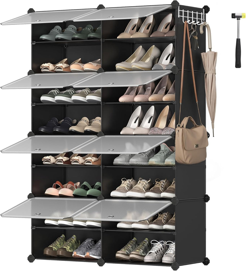 Shoe Rack Plastic Storage Cabinet 8-Slot Modular Organiser