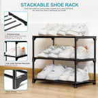 Shoe Rack Stackable Small Racks 3 Tier Footware