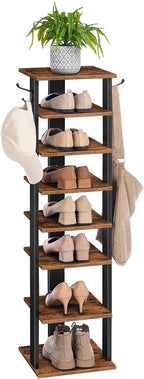 Shoe Rack Wooden Tall Narrow Storage Organizer