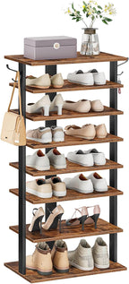 Shoe Rack Wooden Tall Narrow Storage Organizer