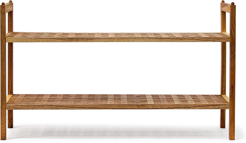 Shoe Racks Stackable Bench Walnut Wood Two Shelves (Set of 4)