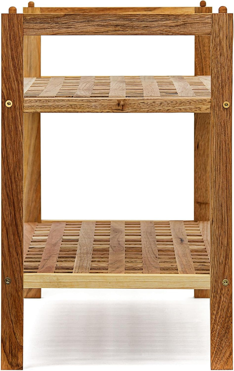 Shoe Racks Stackable Bench Walnut Wood Two Shelves (Set of 4)