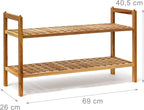 Shoe Racks Stackable Bench Walnut Wood Two Shelves (Set of 4)
