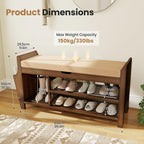 Shoe Storage Bench Bamboo with Padded Seat Cabinet