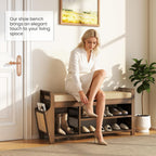 Shoe Storage Bench Bamboo with Padded Seat Cabinet