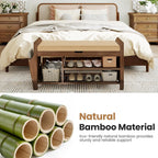 Shoe Storage Bench Bamboo with Padded Seat Cabinet