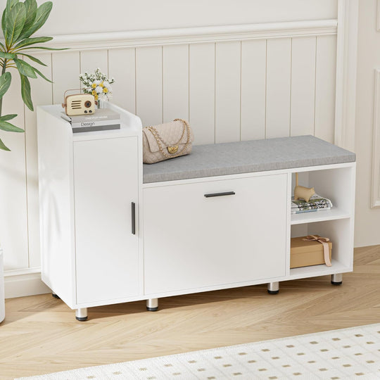 Shoe Storage Bench with Cushion 105CM Lounge 2