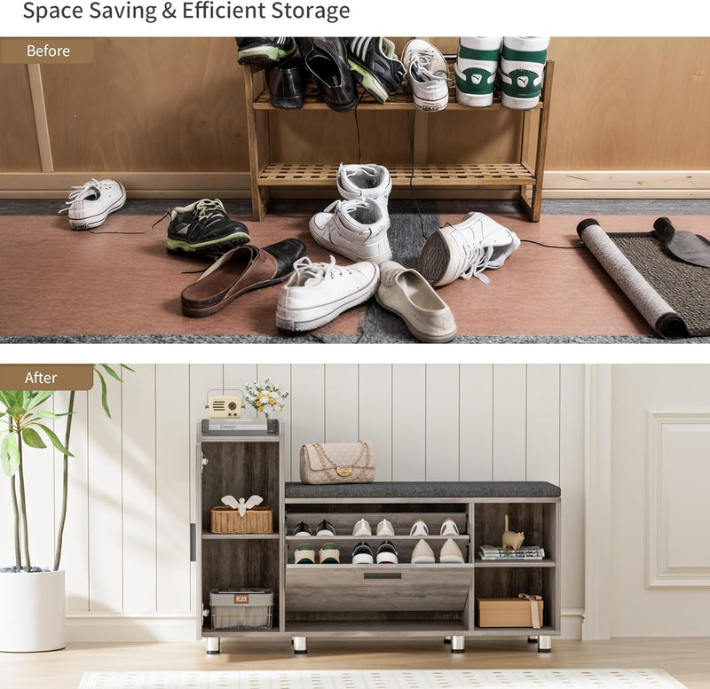 Shoe Storage Bench with Cushion 105CM Lounge 2