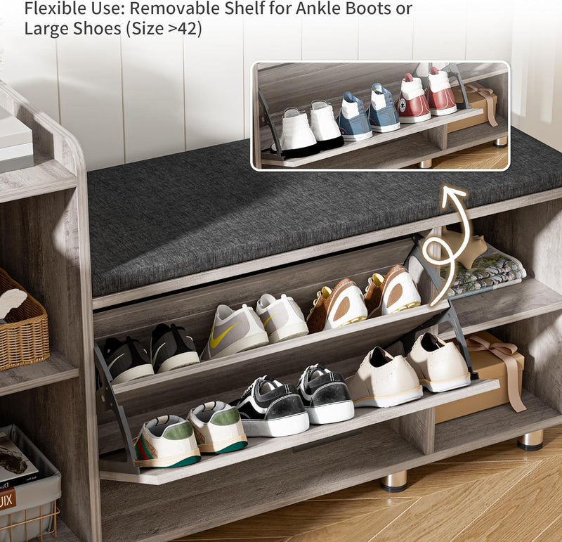 Shoe Storage Bench with Cushion 105CM Lounge 2