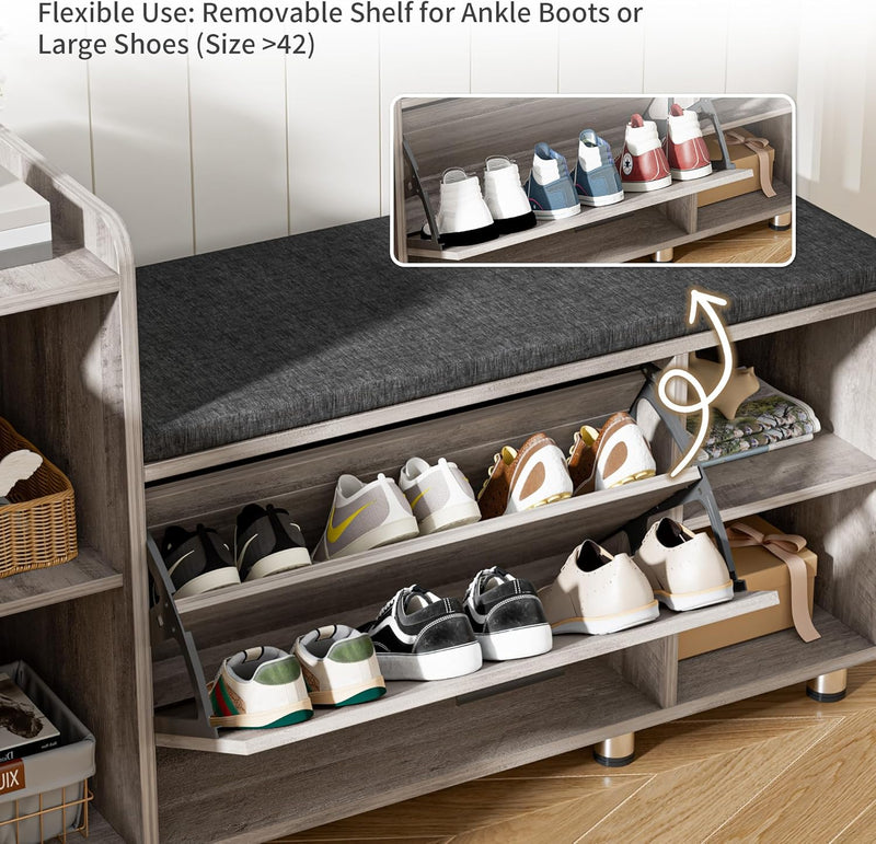 Shoe Storage Bench with Cushion 105CM Lounge 2