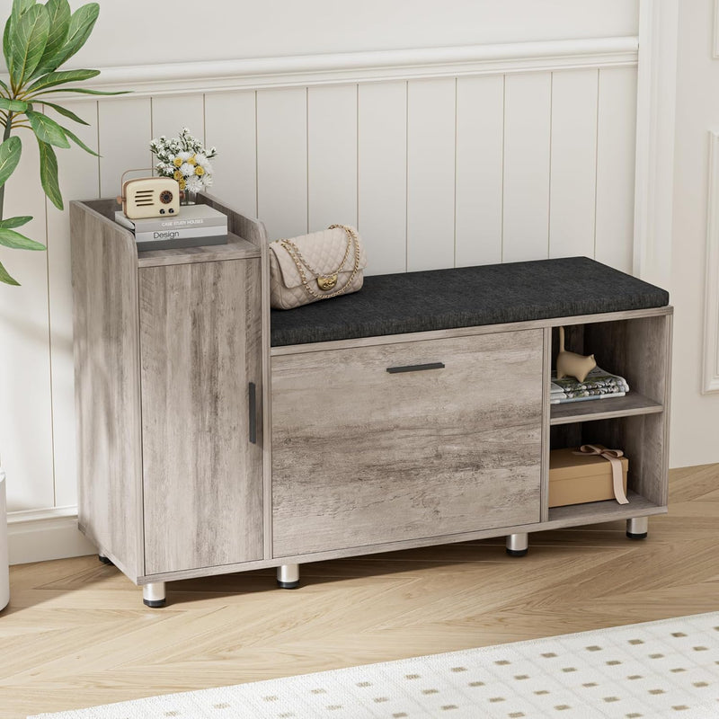 Shoe Storage Bench with Cushion 105CM Lounge 2