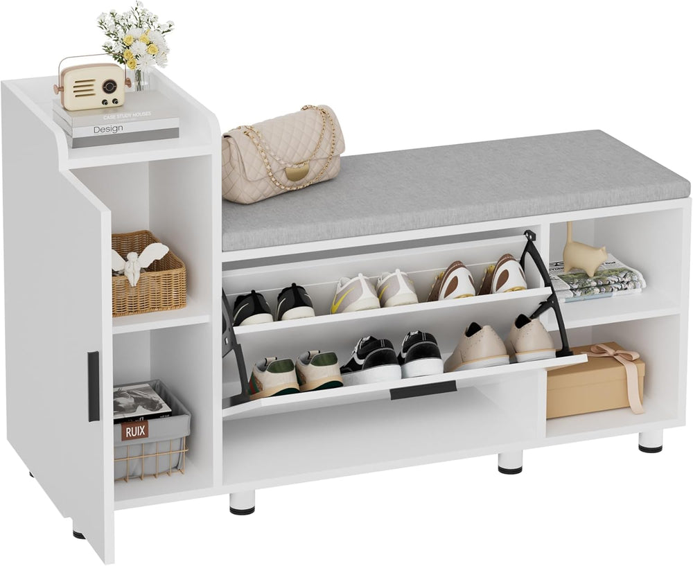 Shoe Storage Bench with Cushion 105CM Lounge 2