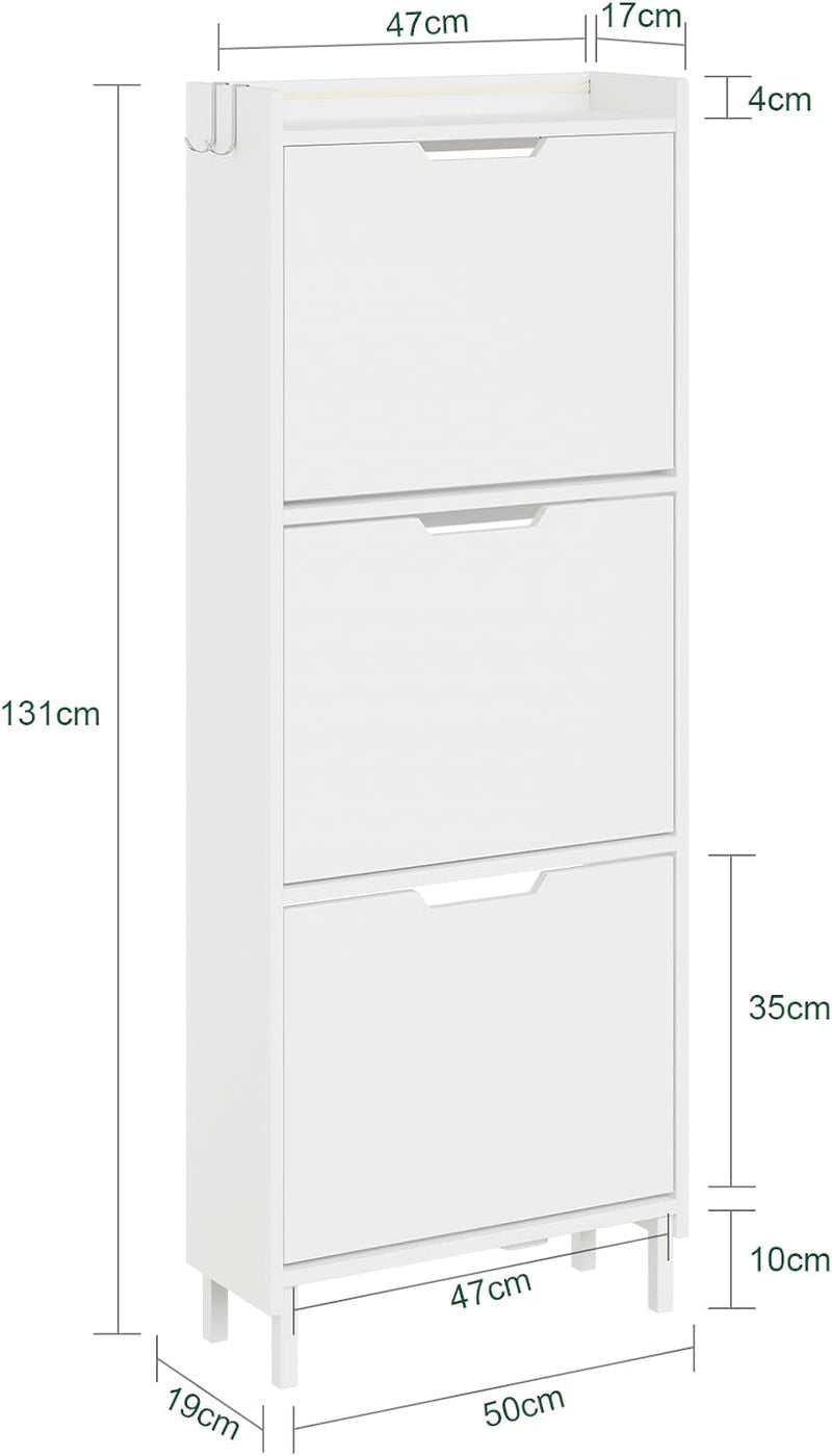 Shoe Storage Cabinet 19CM with 3 Flip Drawers