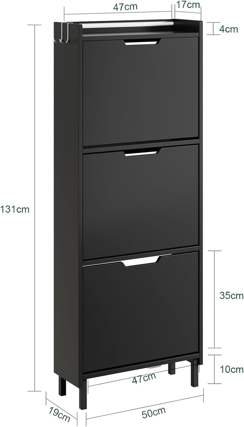 Shoe Storage Cabinet 19CM with 3 Flip Drawers
