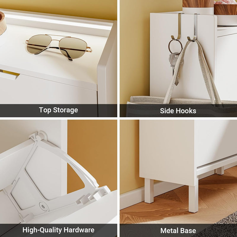 Shoe Storage Cabinet 19CM with 3 Flip Drawers