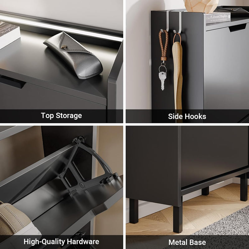Shoe Storage Cabinet 19CM with 3 Flip Drawers
